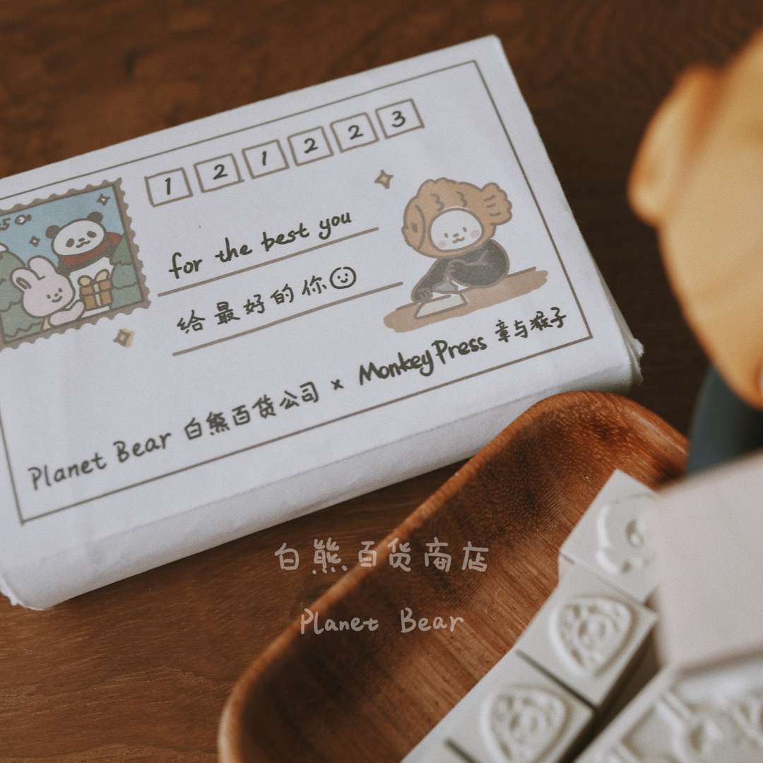 PanPan and Friends' Daily Life Original Collaboration Wooden Stamps