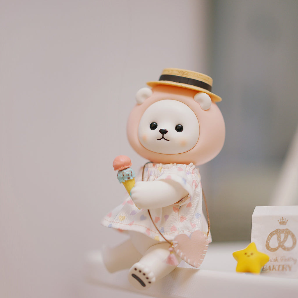 White Peach Popea White Bear Trendy Play Movable Figure Model