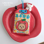 เครื่องรางห้อยพวงกุญแจ/กระเป๋า รูปแพนแพนอวยพร & ปลอดภัย & มังกรถือไข่มุก