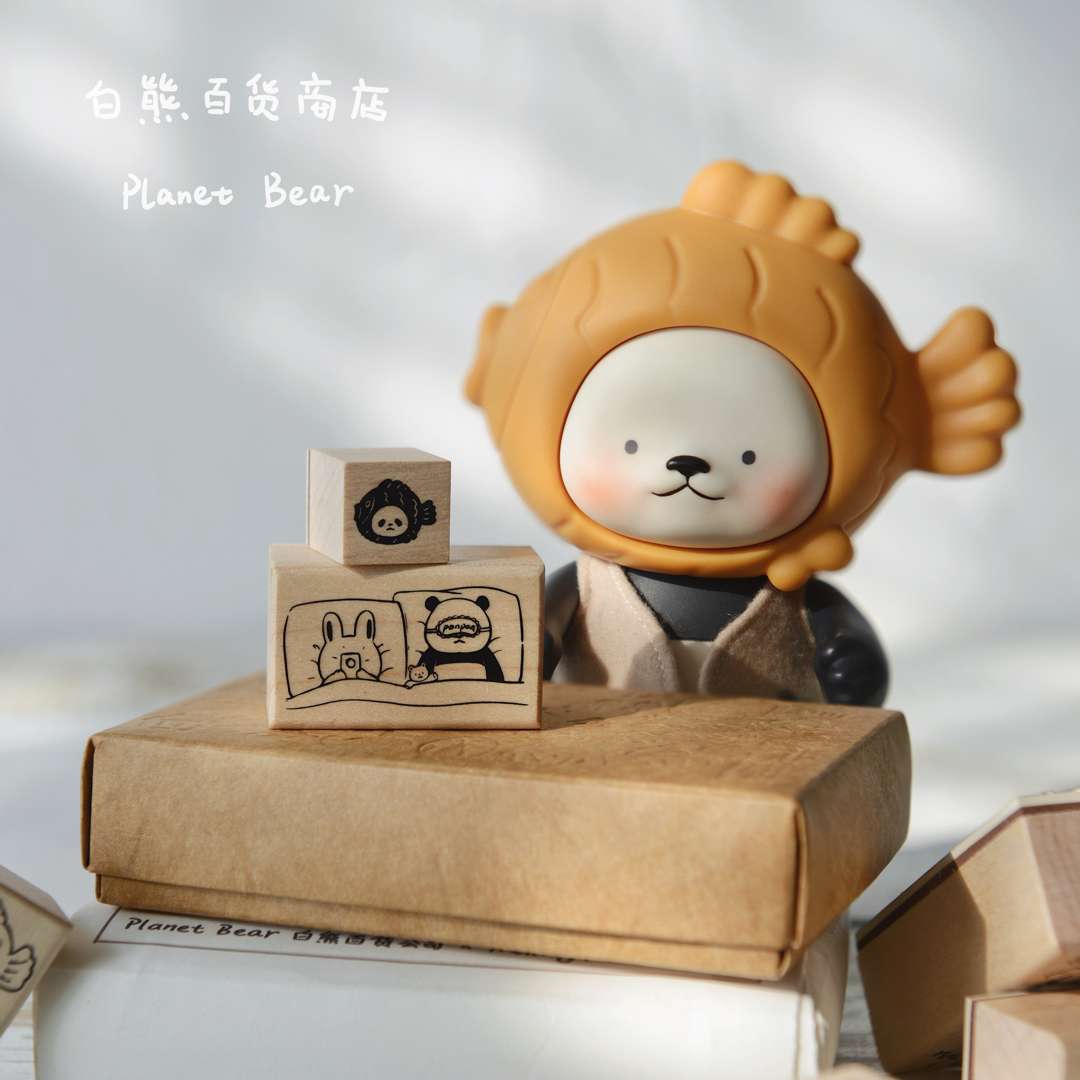 PanPan and Friends' Daily Life Original Collaboration Wooden Stamps