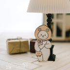 Popea White Peach Polar Bear Metal Brooch Original Designer Toy