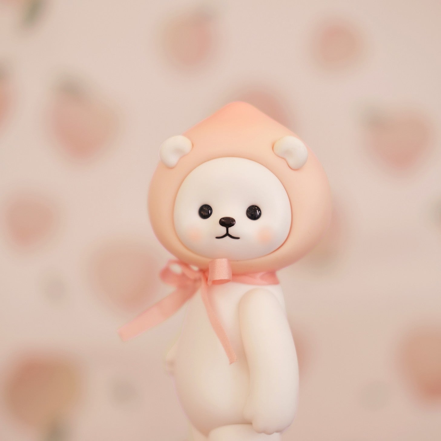 White Peach Popea White Bear Trendy Play Movable Figure Model